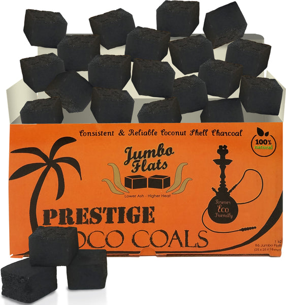 Prestige Coco Hookah Coals Jumbo Flats 1 kg - 96 pcs – Prestige